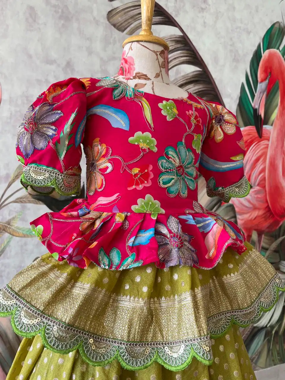 Position Printed Floral Gown - Rani Pink
