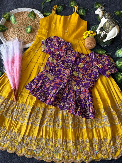Little Bloom Princess Gown Set with Coat - Yellow