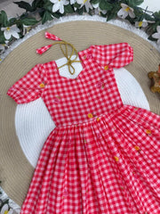 Mul-Chanderi Summer Kids Frock Collection - Red