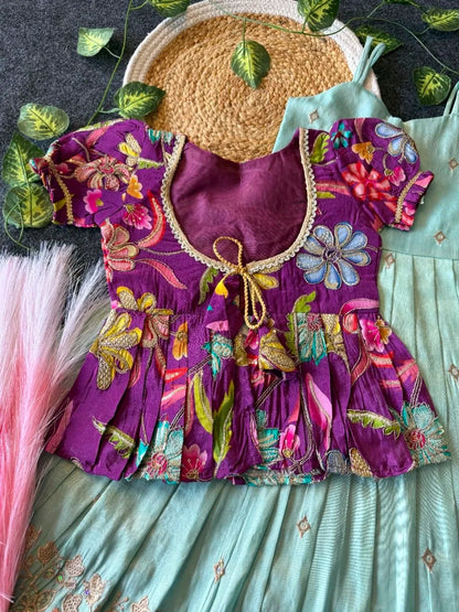 Little Bloom Princess Gown Set with Coat - Sky