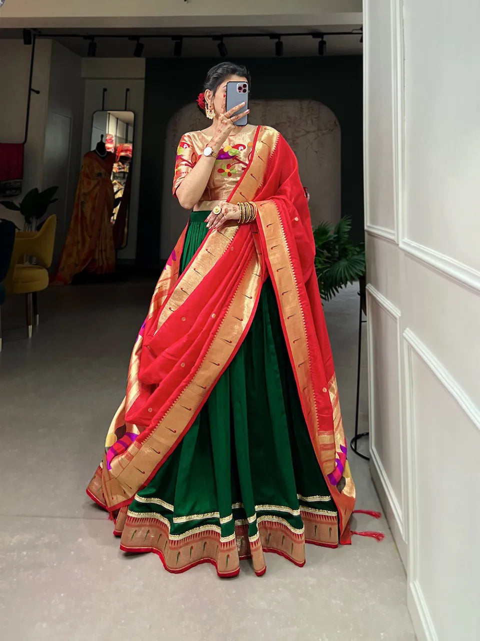 Festive Special Green Paithani Lehenga Choli Collection