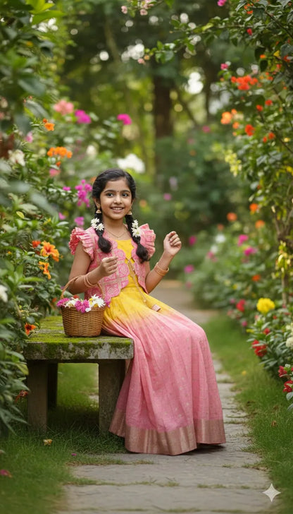 Bandhani Padding Kids Coat-Gown