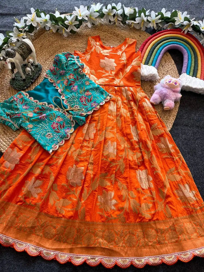 Position Printed Floral Gown - Orange