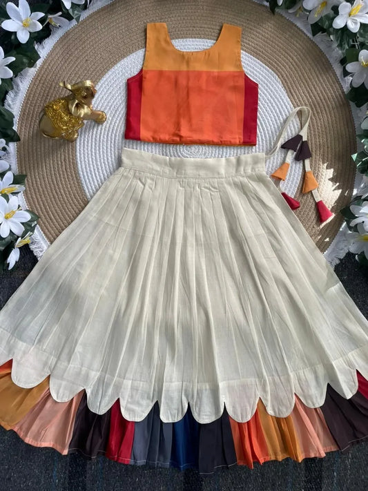 Kanakambaram Petal Set Kids Lehenga