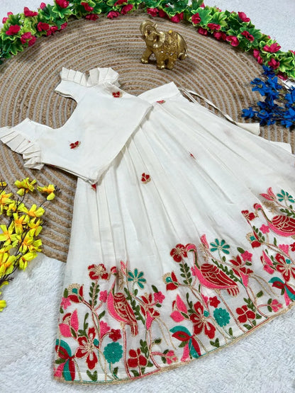 Kids Duck Cotton Summer Embroidery Lehenga