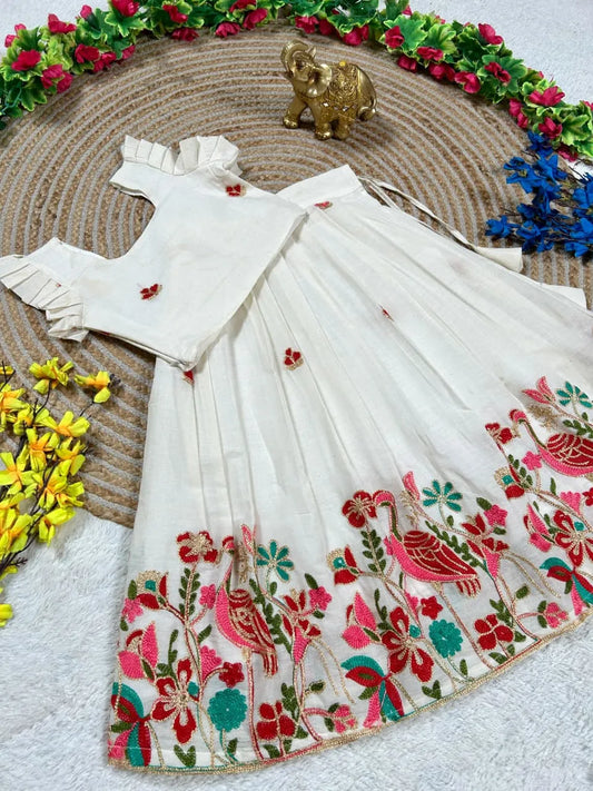 Kids Duck Cotton Summer Embroidery Lehenga