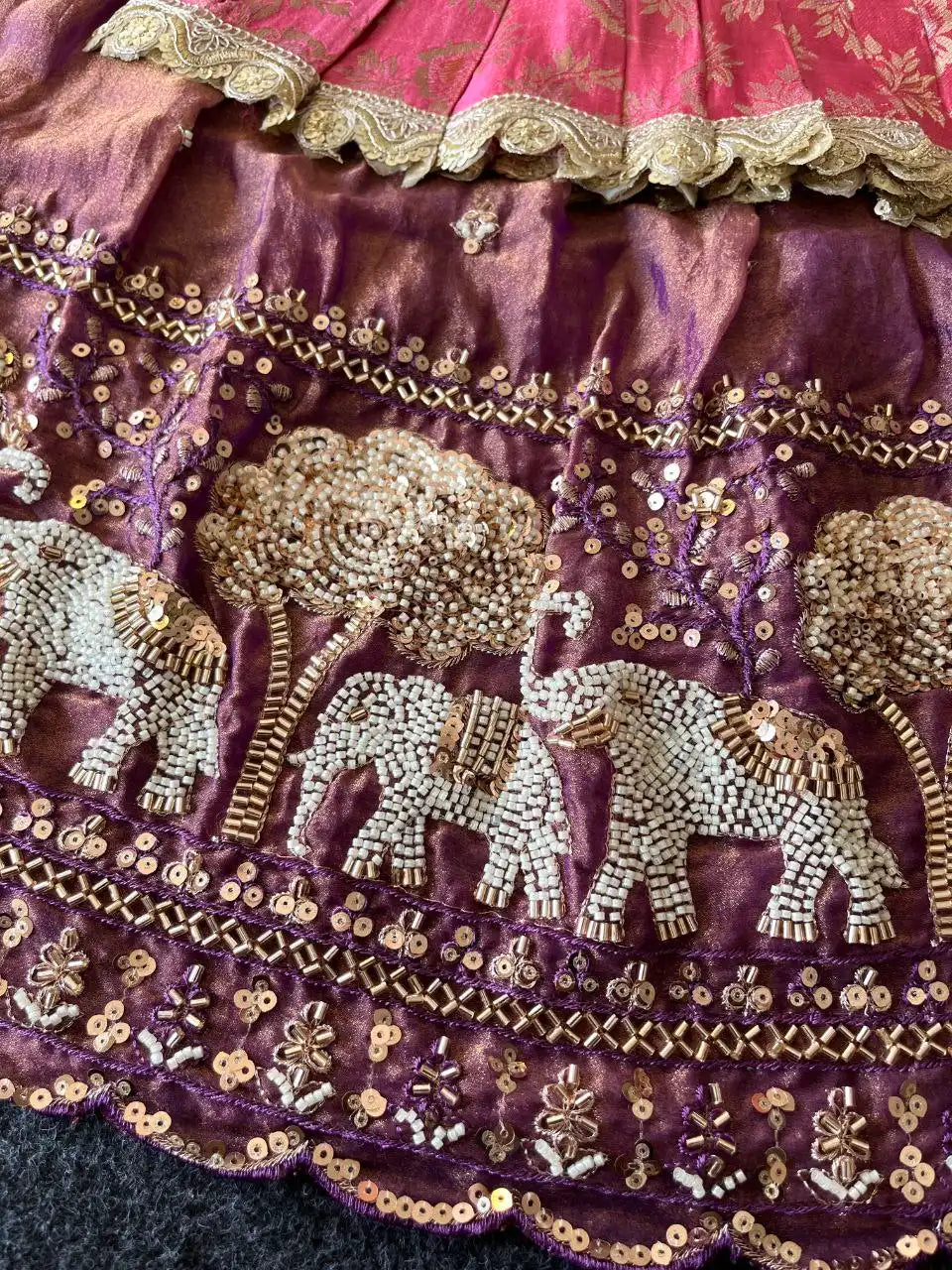 Elephant Garden – Kids Festive Lehenga Set - Wine