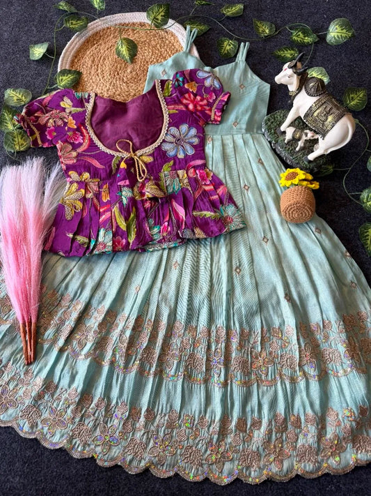 Little Bloom Princess Gown Set with Coat - Sky