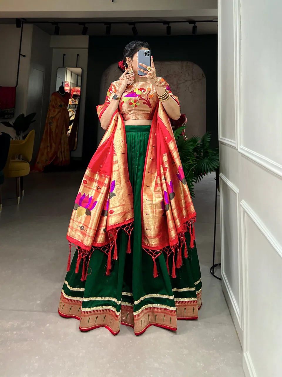 Festive Special Green Paithani Lehenga Choli Collection