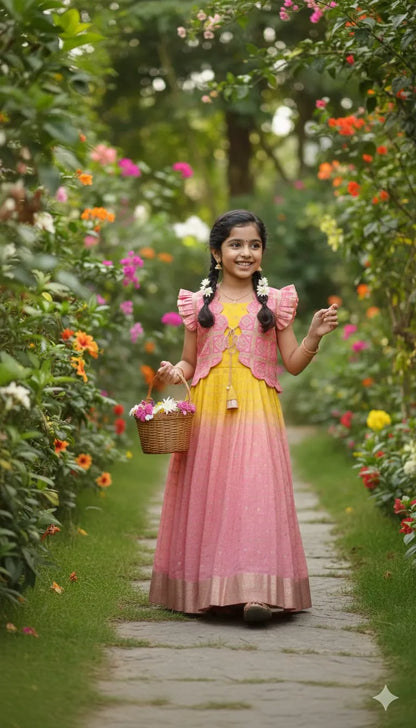 Bandhani Padding Kids Coat-Gown