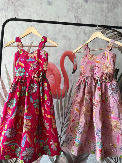 Kids Position Printed Gown - Baby Pink