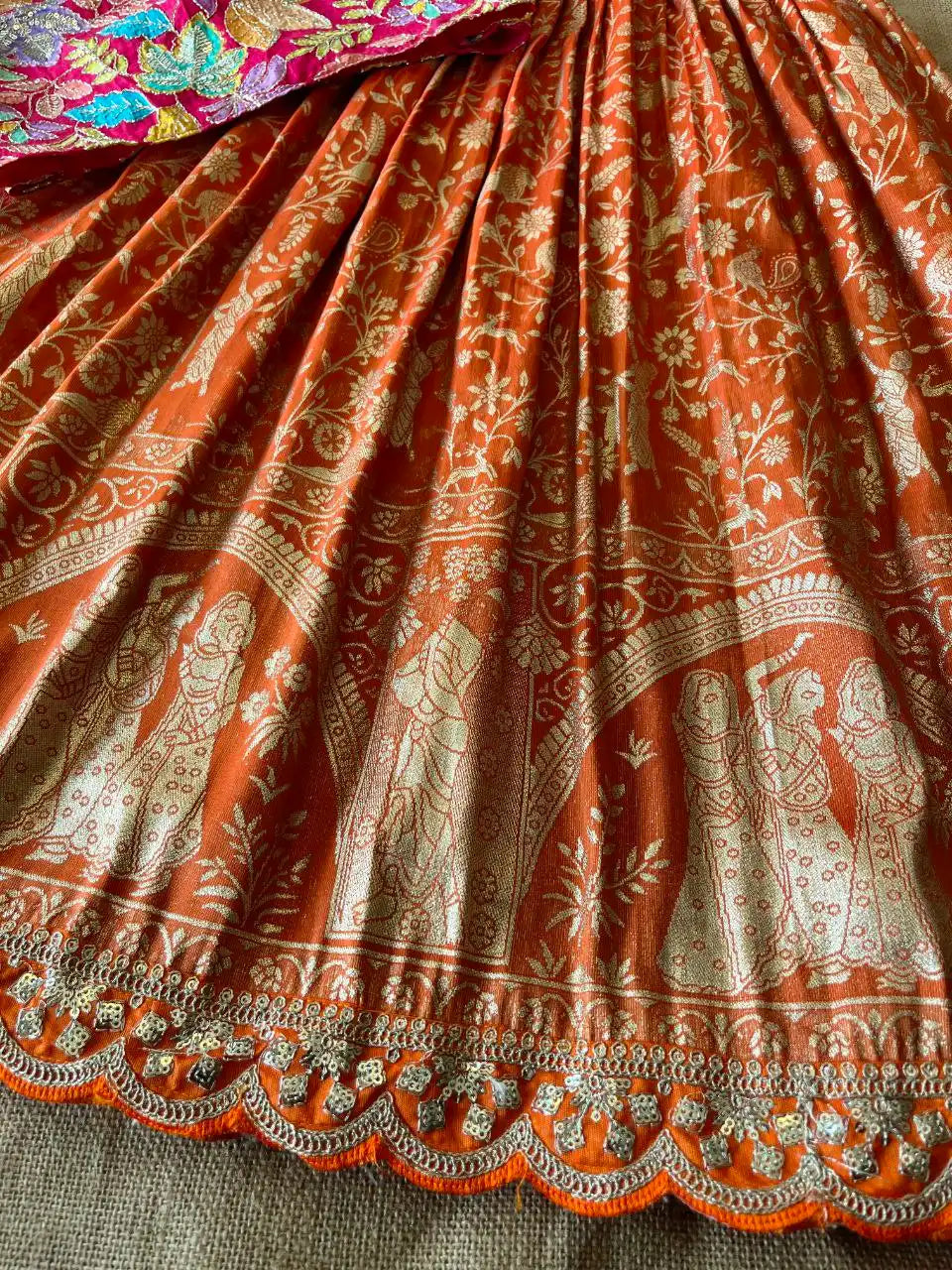 Tissue Silk Natural Crepe Position Gown - Orange