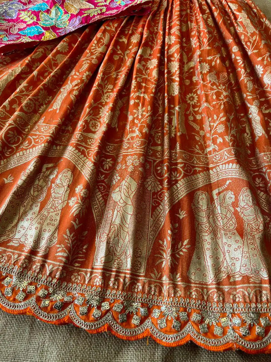 Tissue Silk Natural Crepe Position Gown - Orange