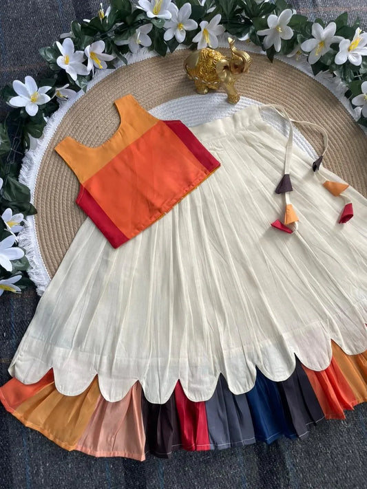 Kanakambaram Petal Set Kids Lehenga