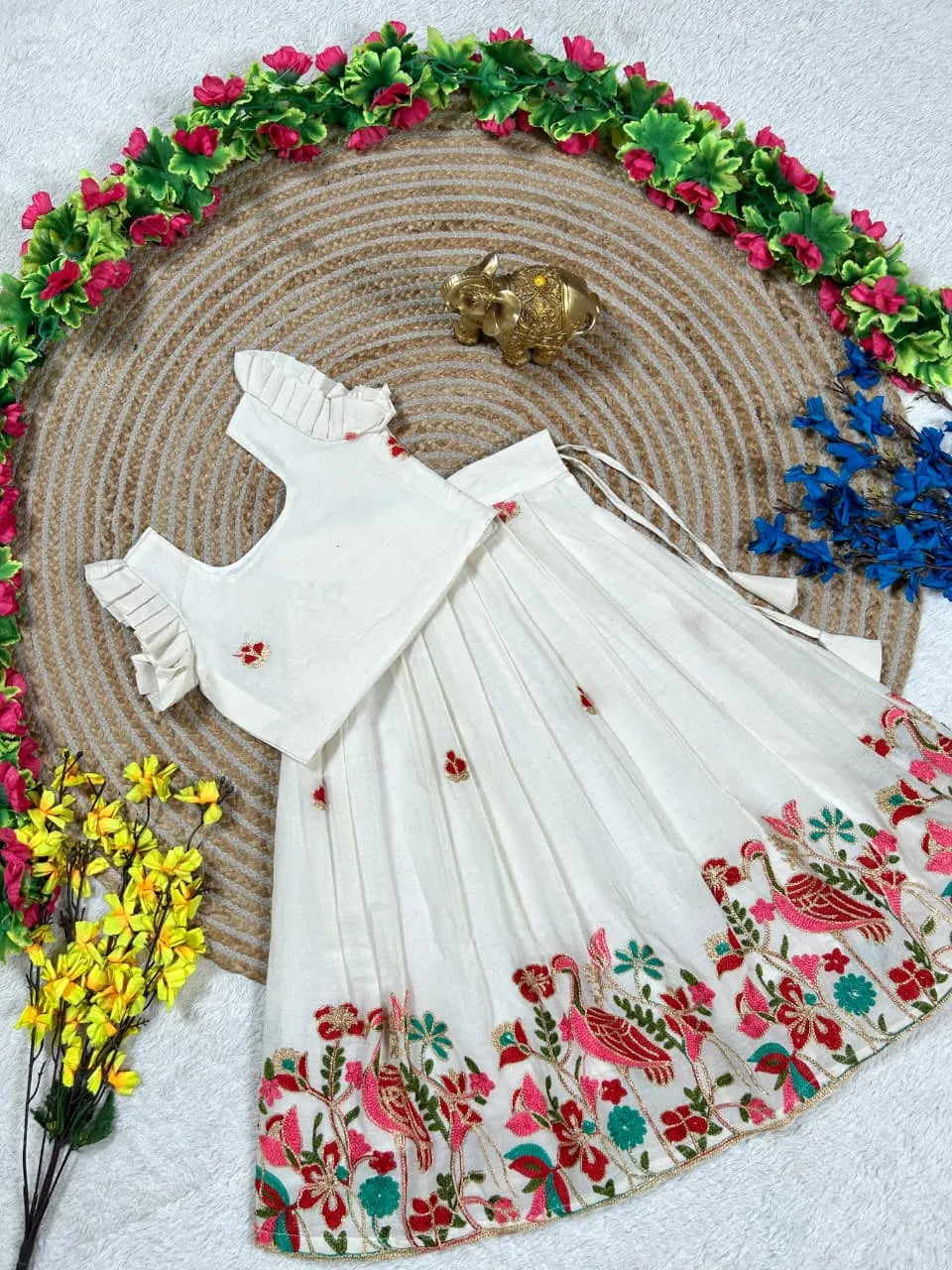 Kids Duck Cotton Summer Embroidery Lehenga