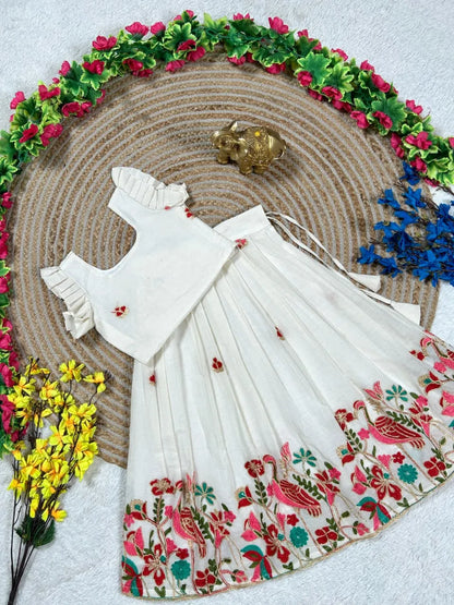 Kids Duck Cotton Summer Embroidery Lehenga