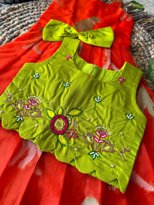 Little Princess Bird Motif Festive Gown - Red