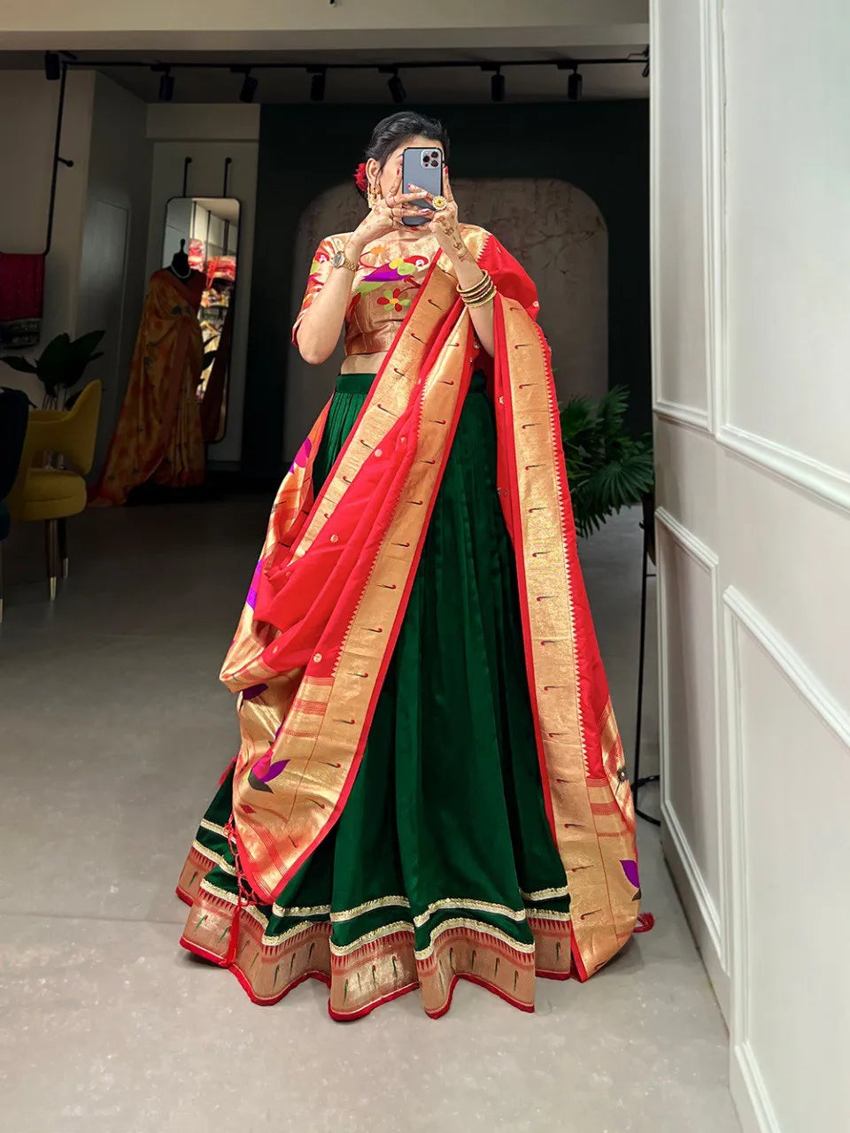 Festive Special Green Paithani Lehenga Choli Collection