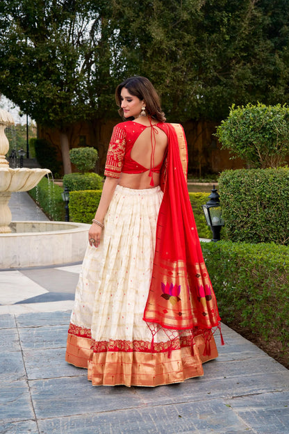 Maharastrian Bridal Wedding Paithani Lehenga Choli Set
