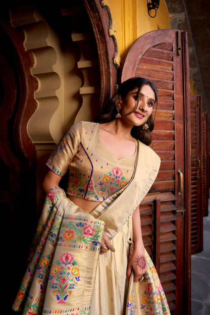 South Indian Marathi Style Paithani Lehenga Choli - Purple