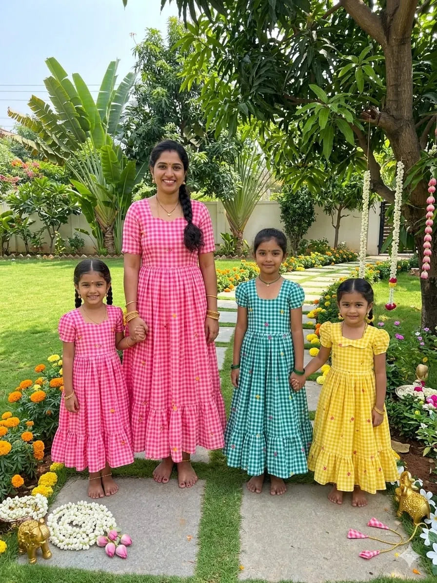 Mul-Chanderi Summer Kids Frock Collection - Yellow