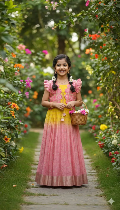 Bandhani Padding Kids Coat-Gown