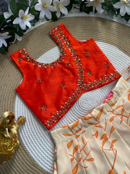 Sartin Silk Maggam Work Lehenga Choli