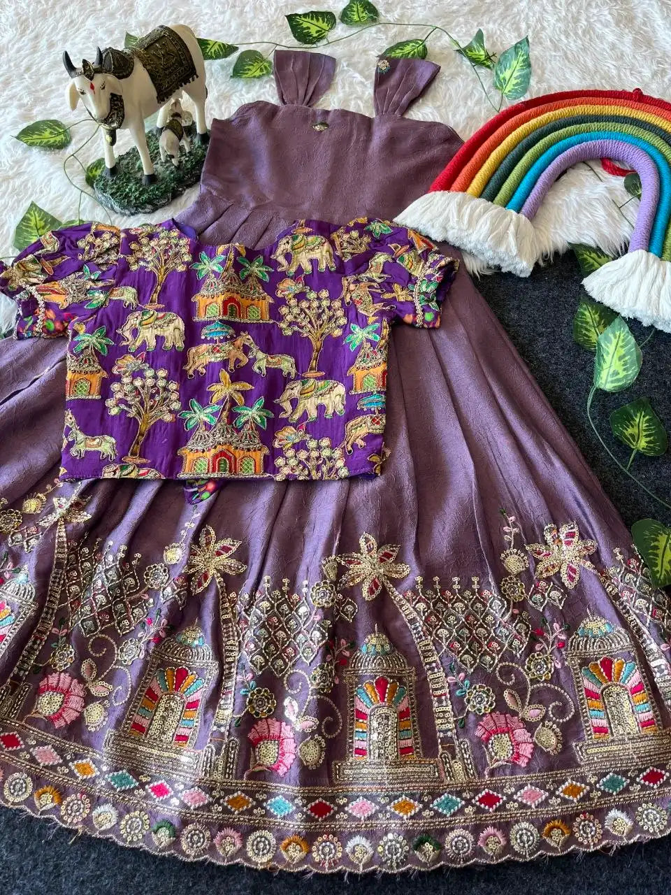 Temple Garden Designer Kids Festive Gown Set - Lavender
