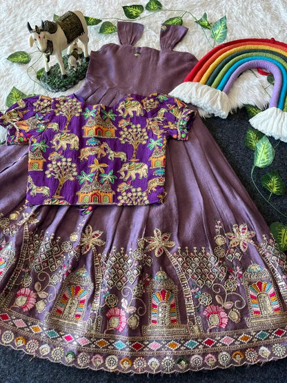 Temple Garden Designer Kids Festive Gown Set - Lavender