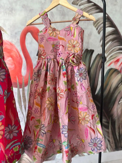 Kids Position Printed Gown - Baby Pink