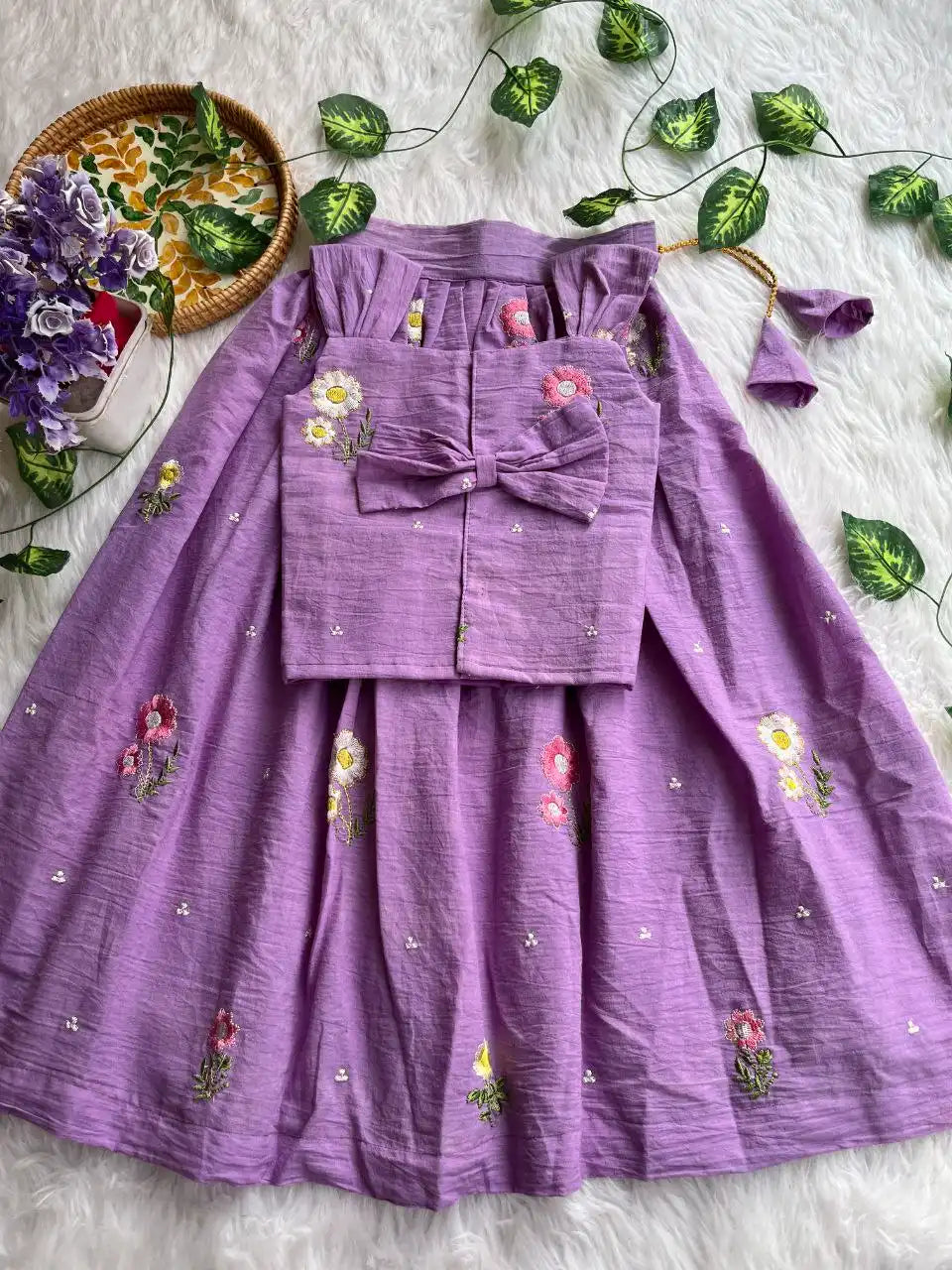 Floral Cotton Kids Lehengha