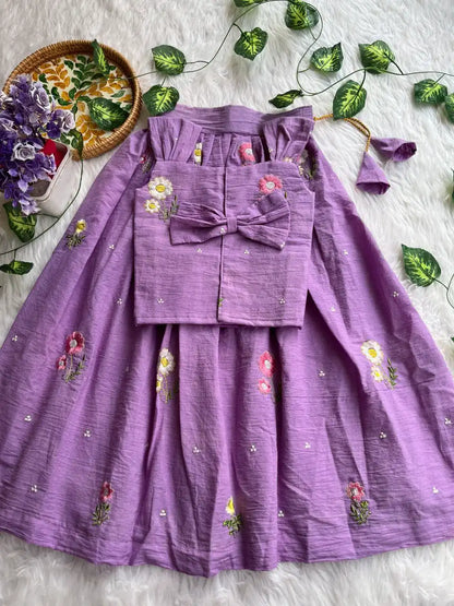 Floral Cotton Kids Lehengha