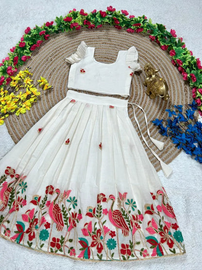 Kids Duck Cotton Summer Embroidery Lehenga
