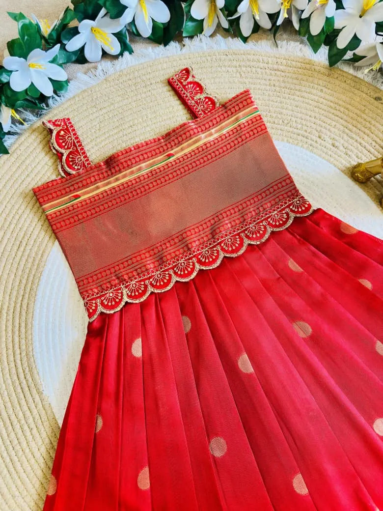 Kids Paithani Silk Gown with Designer Coat