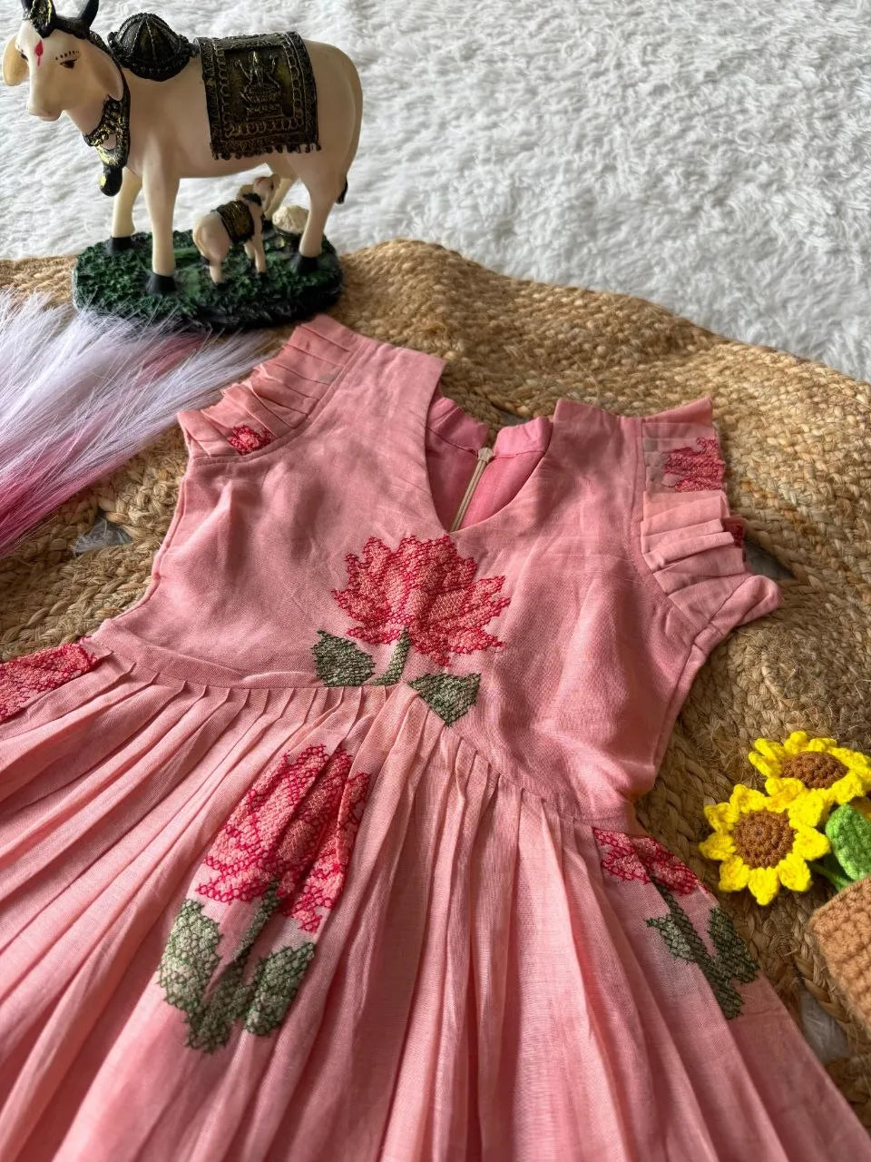 Lotus Girls Short Gown - Pink