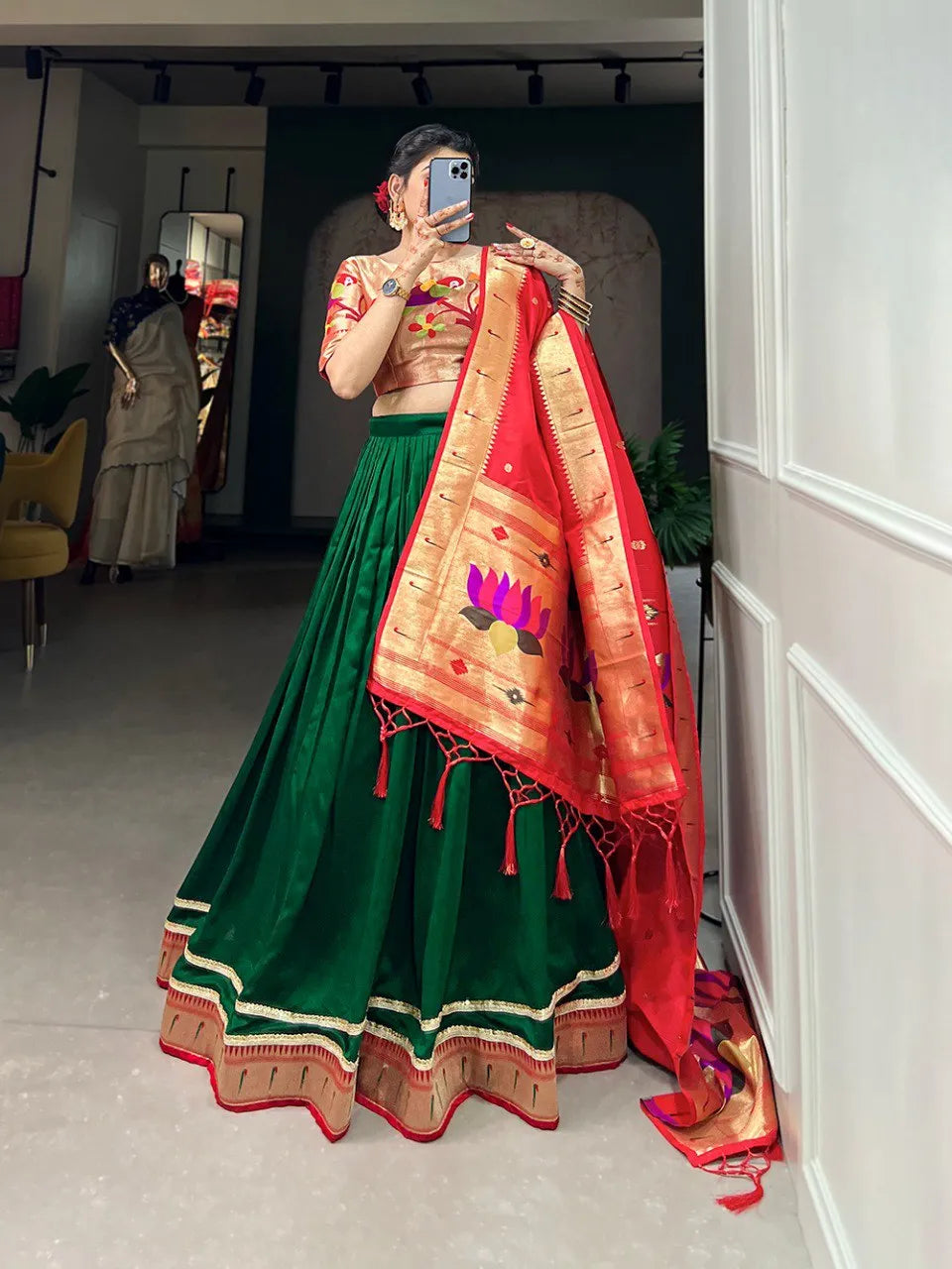Festive Special Green Paithani Lehenga Choli Collection
