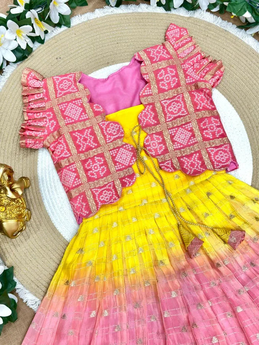 Bandhani Padding Kids Coat-Gown