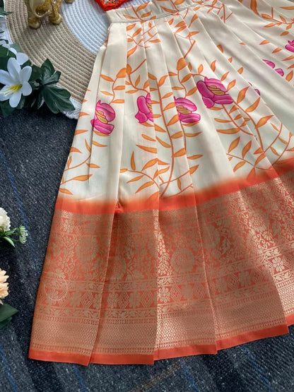 Sartin Silk Maggam Work Lehenga Choli