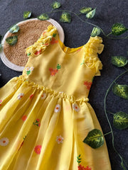 Kids Soft Summer Friendly Designer Gown - Yellow