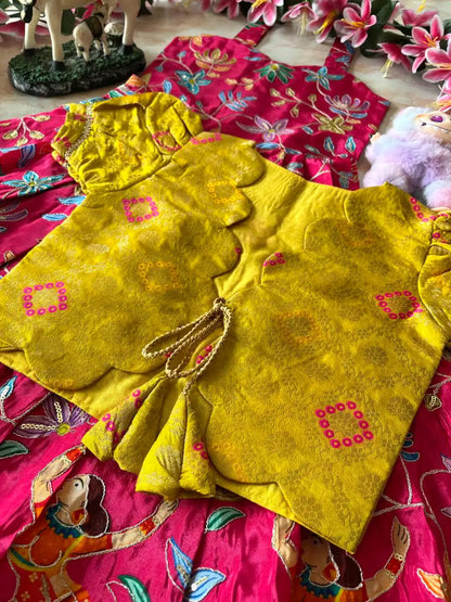 Beautiful Position & Kalamkari Kids Gown with Coat - Pink