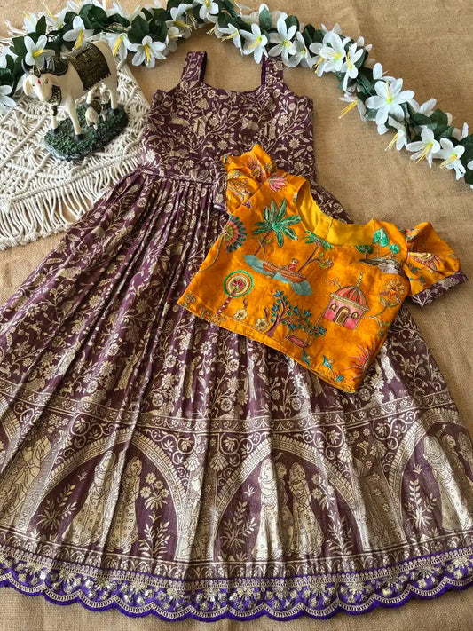 Tissue Silk Natural Crepe Position Gown - Purple