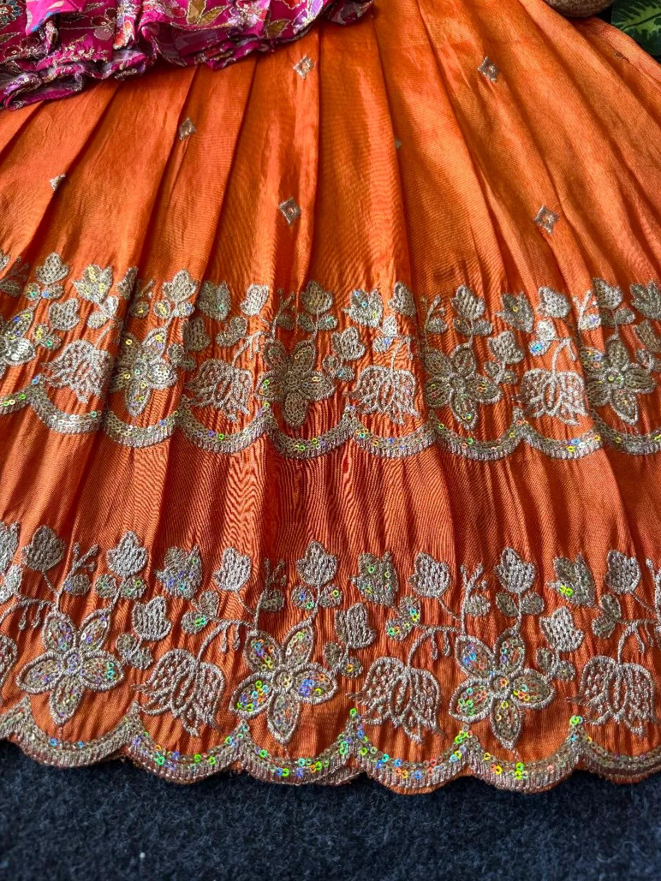 Little Bloom Princess Gown Set with Coat - Orange