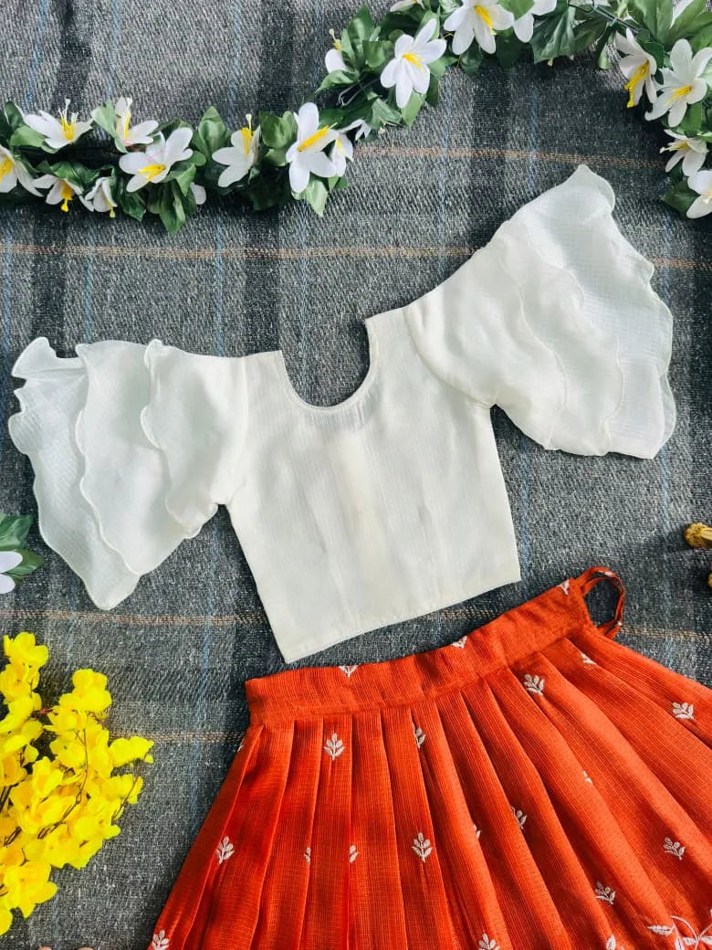 Pinkaa-Oranjaa Kids Lehenga-choli - Orange