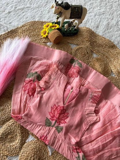 Lotus Girls Short Gown - Pink