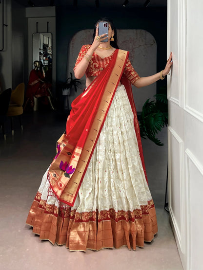 Maharastrian Bridal Wedding Paithani Lehenga Choli Set