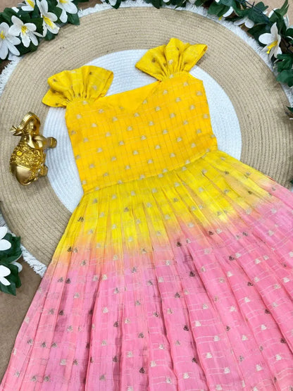 Bandhani Padding Kids Coat-Gown