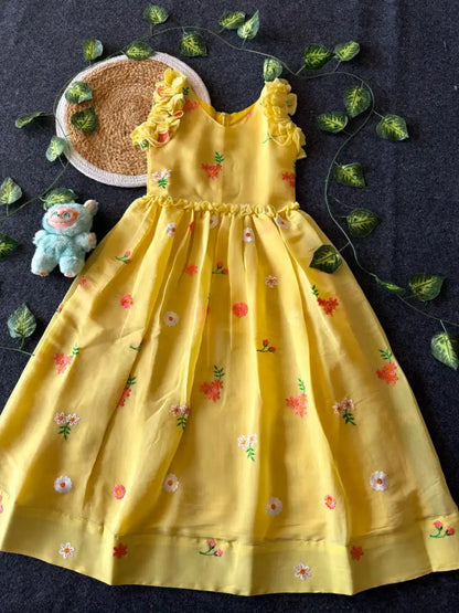 Kids Soft Summer Friendly Designer Gown - Yellow