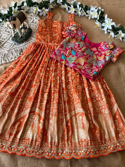 Tissue Silk Natural Crepe Position Gown - Orange