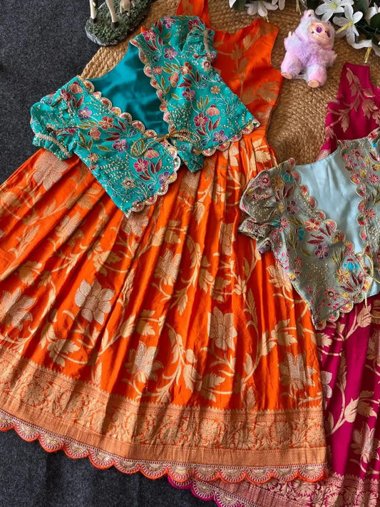 Position Printed Floral Gown - Orange