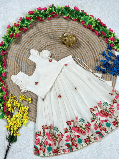 Kids Duck Cotton Summer Embroidery Lehenga